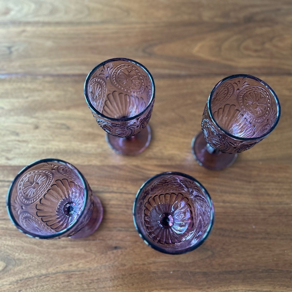 4 Amethyst Goblets - Picture 3 of 5